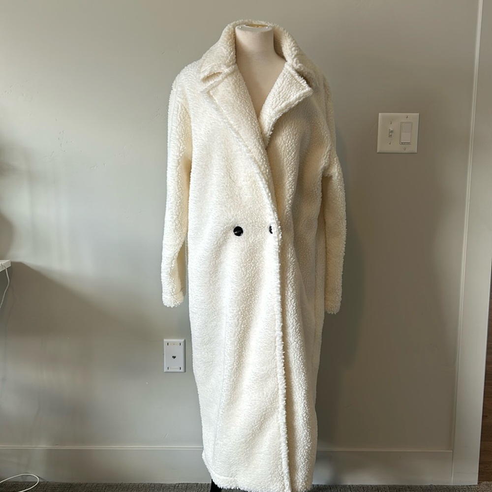 Teddy Bear White long Winter Coat Size Xl